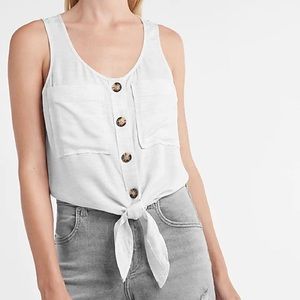NWT Express white tie front tank top